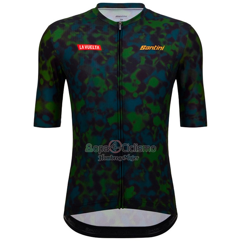 Vuelta Espana Ropa Ciclismo Culotte Corto 2022 Hombre Mangas Cortas Negro Verde